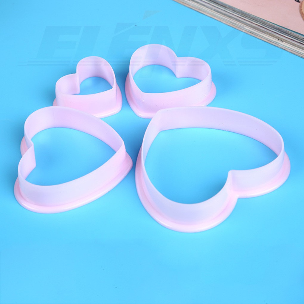 Set 4 Khuôn Cắt Tạo Hình Trái Tim Trang Trí Bánh