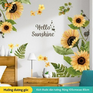 decal dán tường, Tranh dán tường hoa hướng dương, trang trí phòng ngủ, phòng khách, cửa, kính