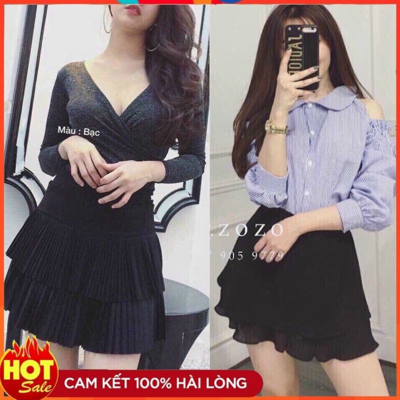 Chân váy ngắn 2 tầng xếp ly | Chân váy Bèo Cát Lụa - Hàng Cao Cấp