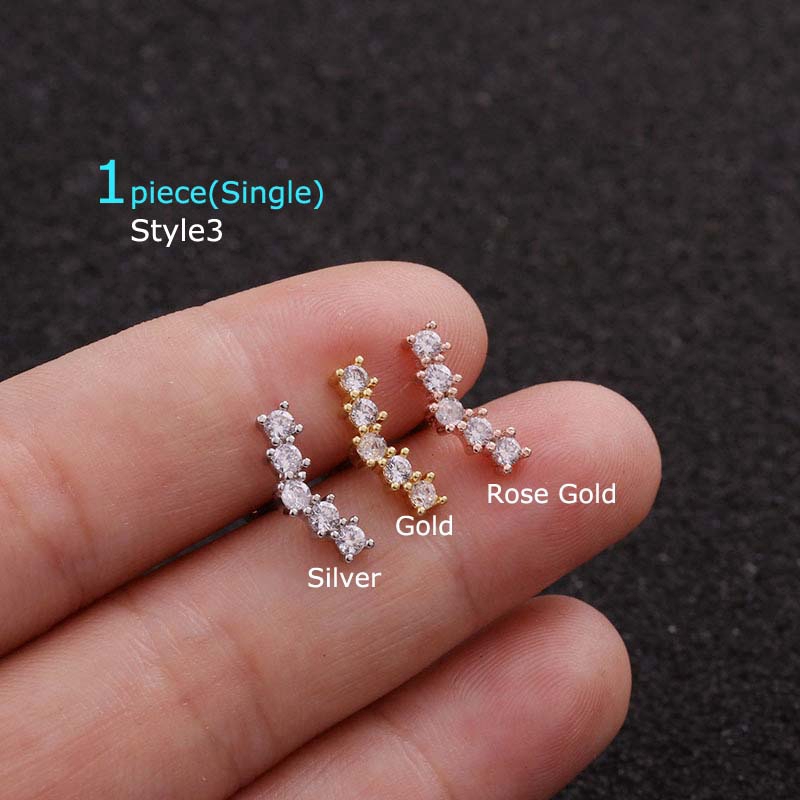1 Khuyên Tai Bằng Thép Không Gỉ Đính Đá Zircon