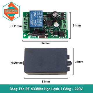 220V - Module RF 433MHz Học Lệnh 1 Kênh