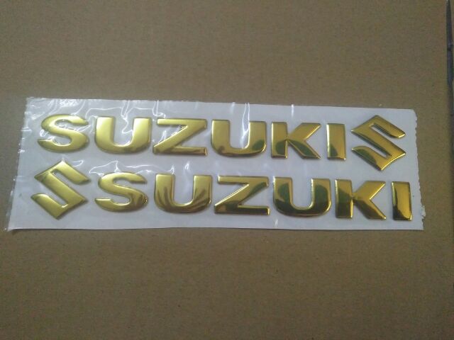 Bộ tem chữ nổi Suzuki crôm vàng New