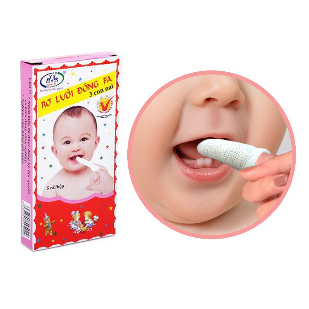 Rơ lưỡi Đông Fa dùng vệ sinh răng miệng cho bé ( 5 cái/hộp)