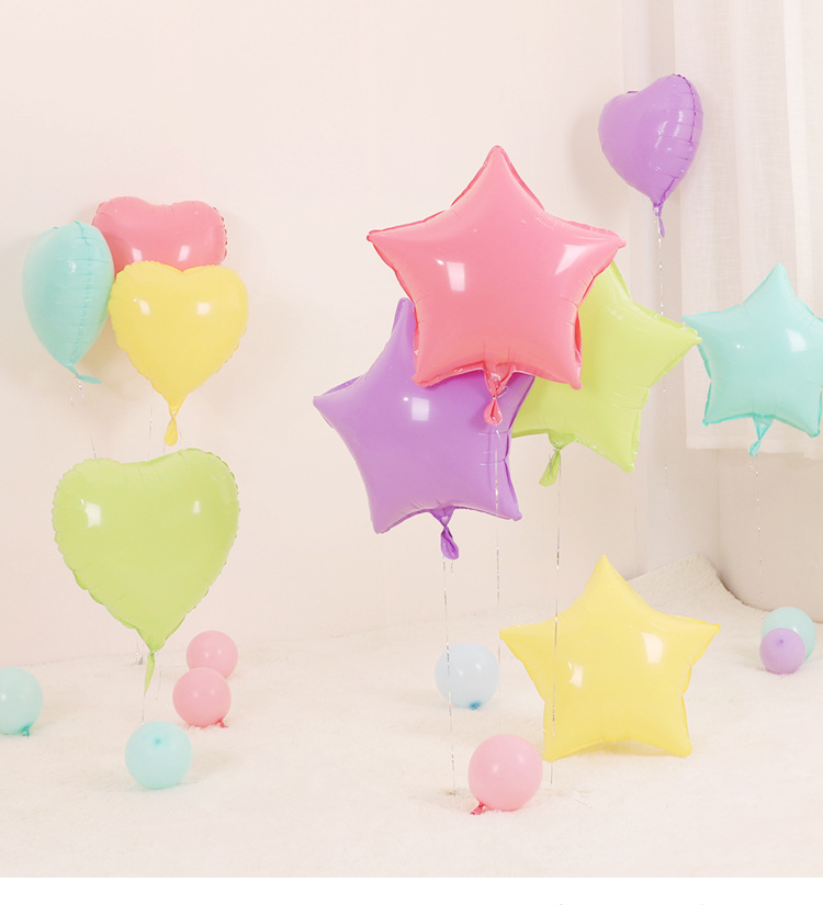Bong bóng giấy nhôm hình ngôi sao 5 cánh/trái tim màu sắc ngọt ngào trang trí tiệc cưới/sinh nhật 18inch