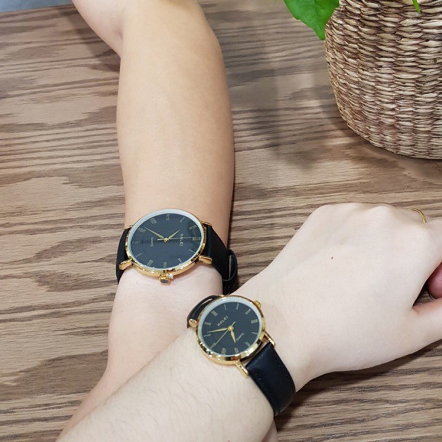 Đồng Hồ Đôi Nam Nữ Halei 001B Dây Da Chính Hãng, chống nước tuyệt đối