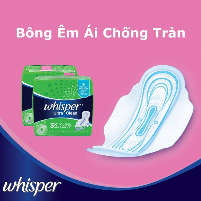 Băng Vệ Sinh Whisper Siêu Mỏng Cánh Ngày Thường 24cm 10 Miếng