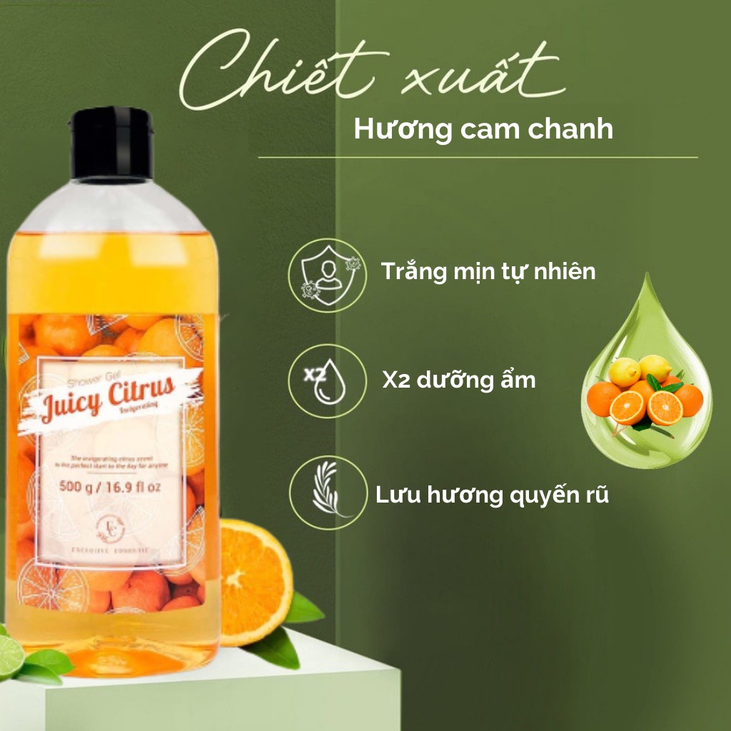 Sữa tắm chiết xuất Cam Chanh EXCLUSIVE COSMETIC Cream Shower Gel Juicy Citrus 500ml