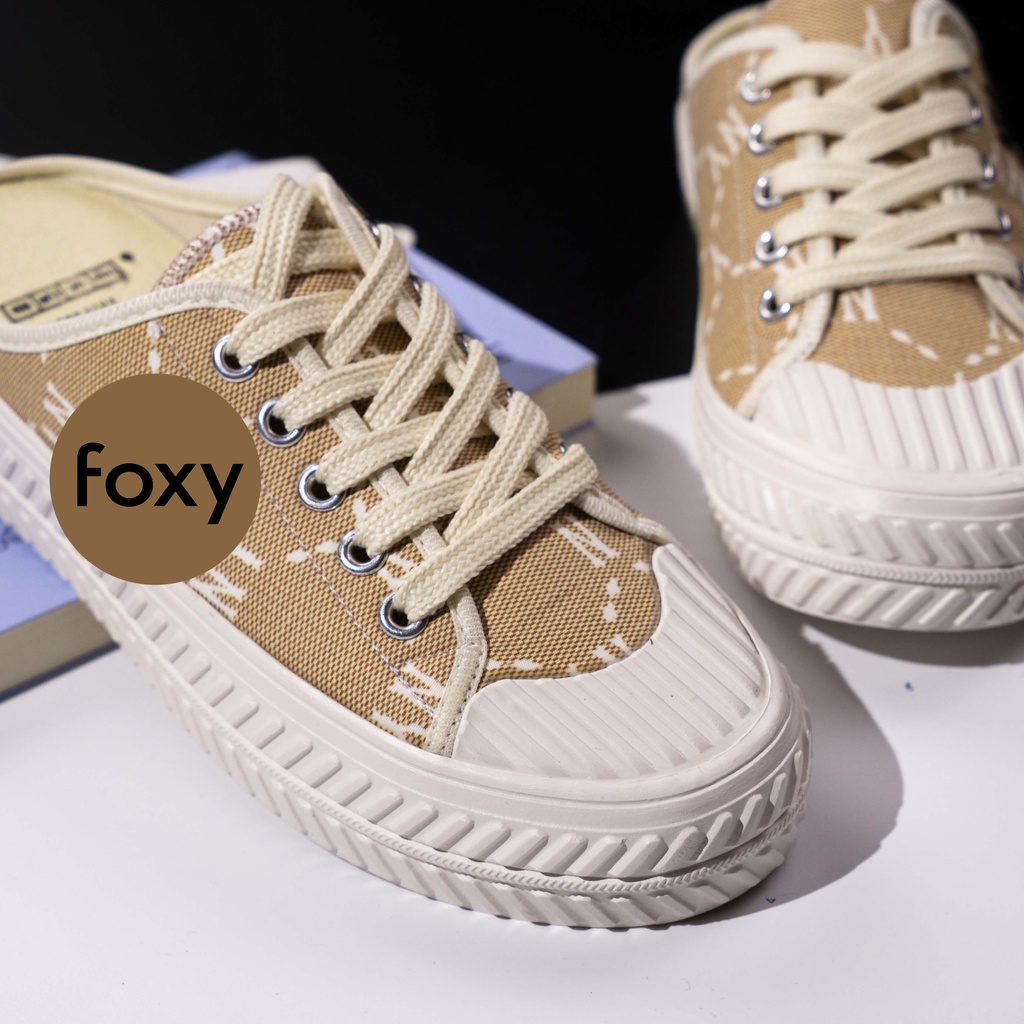 Giày Sục Thể Thao Nữ Dáng Mules Đạp Gót Màu Vàng Hottrend 2022 Đế Cao 3cm Foxy - FOM005