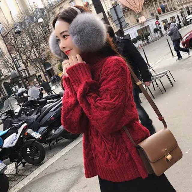 (Hàng có sẵn) Ulzzang Áo len cổ lọ vặn thừng cao cấp M068 | BigBuy360 - bigbuy360.vn