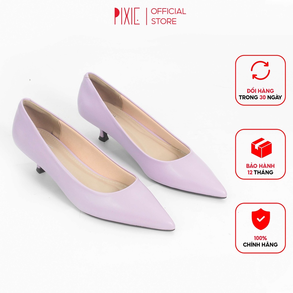 Giày Cao Gót 3cm Mũi Nhọn Gót Nhỏ Trơn Basic Pixie X544