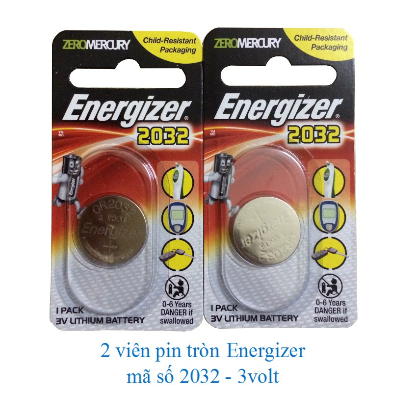 2 viên Pin tròn Energizer CR2032 - 3 volt