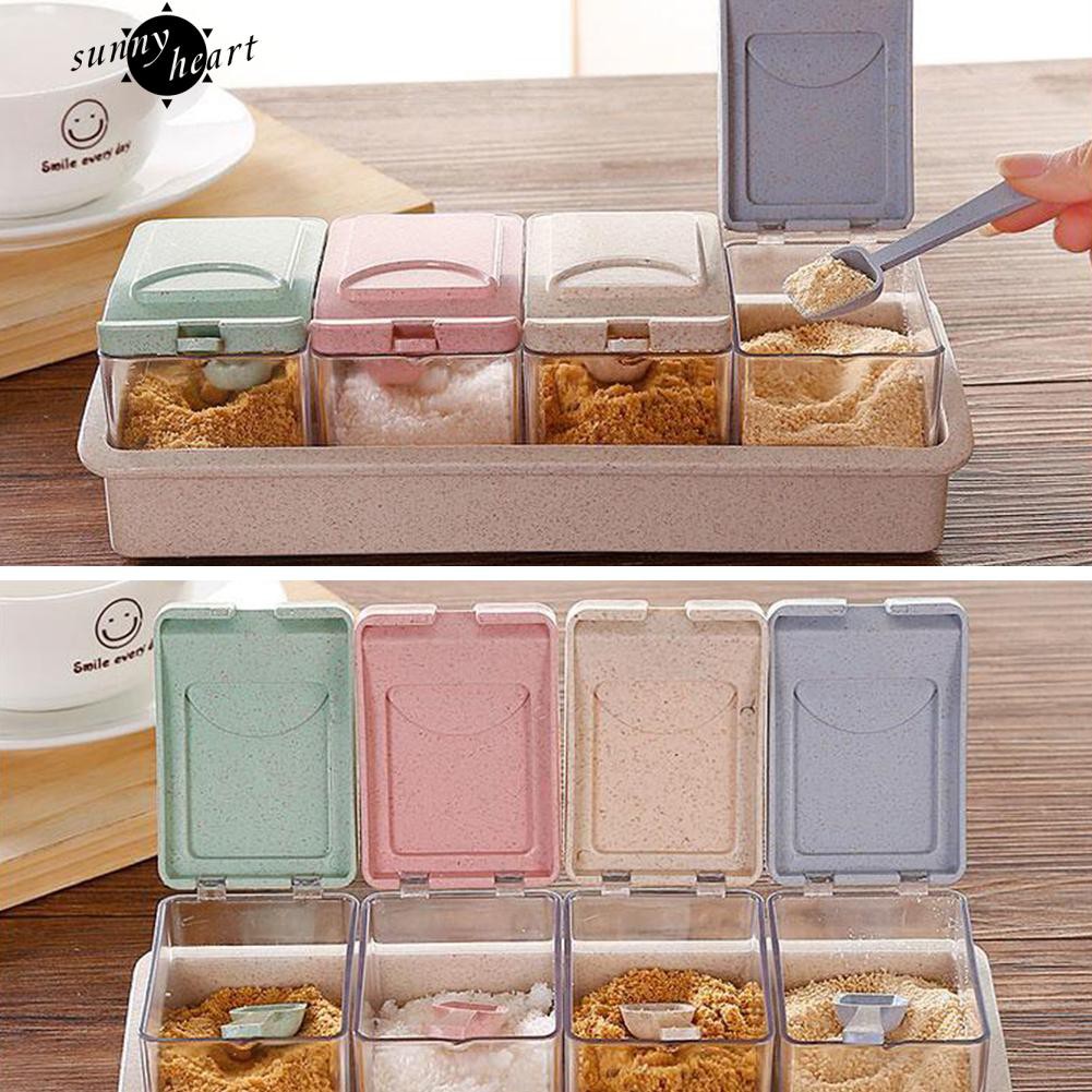 Hộp đựng gia vị 4 ngăn tiện dụng chất lượng cao