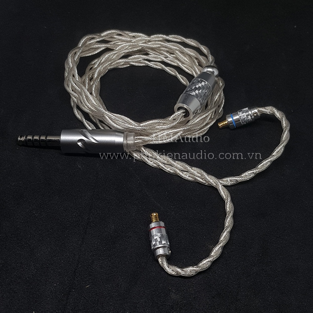 Dây tai nghe đồng mạ bạc 7NOCC Litz 23AWG 1.25mm tết 4 - Connector A2DC