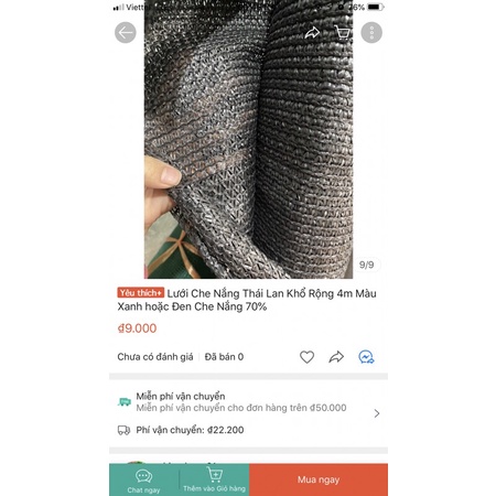 Lưới Che Nắng Thái Lan Khổ Rộng 4m có Màu Xanh hoặc Đen Che Nắng 70%, hàng sẵn kho