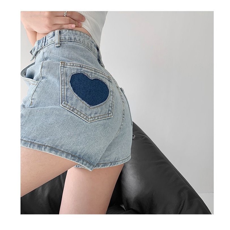 Quần Short denim Ống Rộng Rách Gối Phong Cách Đường Phố Cho Nữ