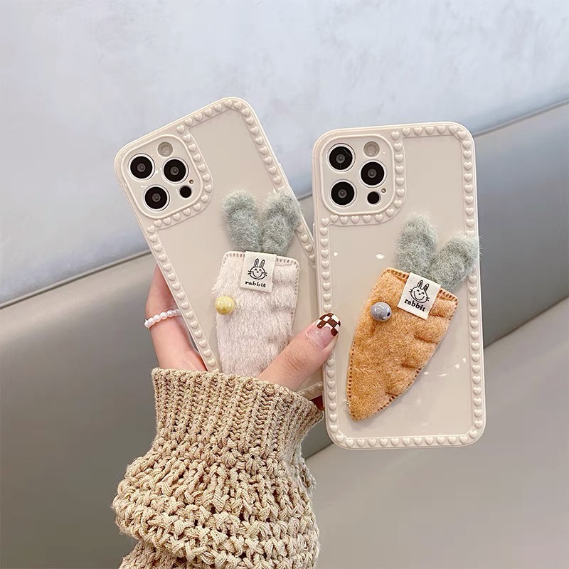 Ốp điện thoại TPU mềm gắn hình cà rốt đáng yêu thích hợp cho iPhone 7 8 plus X XS XR XS MAX 11 12 13 pro pro max
