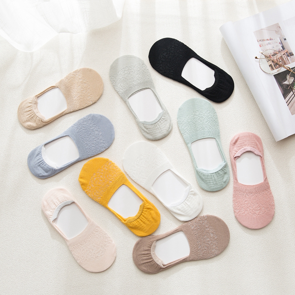 Tất đến mắt cá chống trượt màu trơn cho nữ