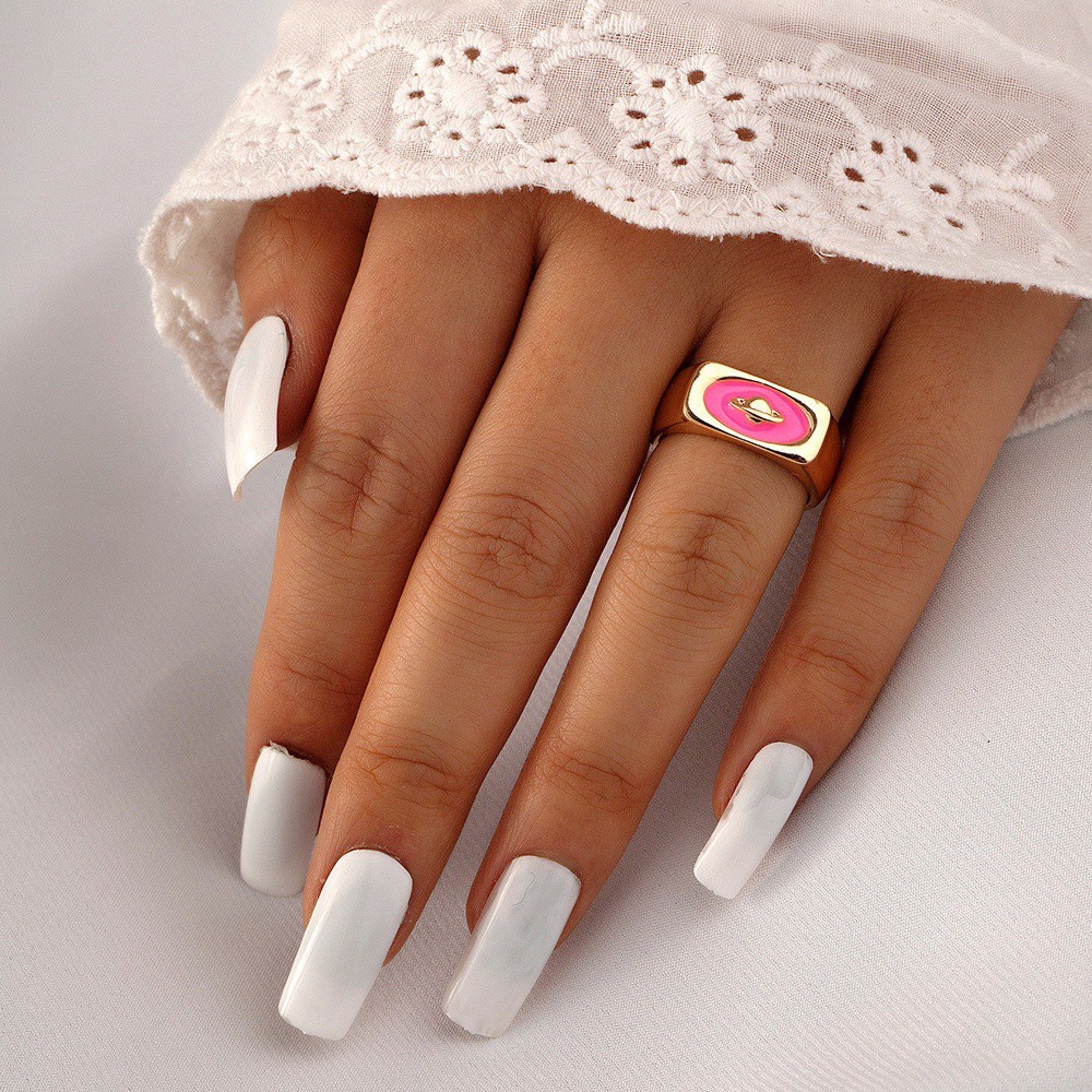 Nhẫn Hai Lớp Hình Trái Tim Nhiều Màu Thời Trang Hàn Quốc Cổ Điển Sáng Tạo Cho Nữ