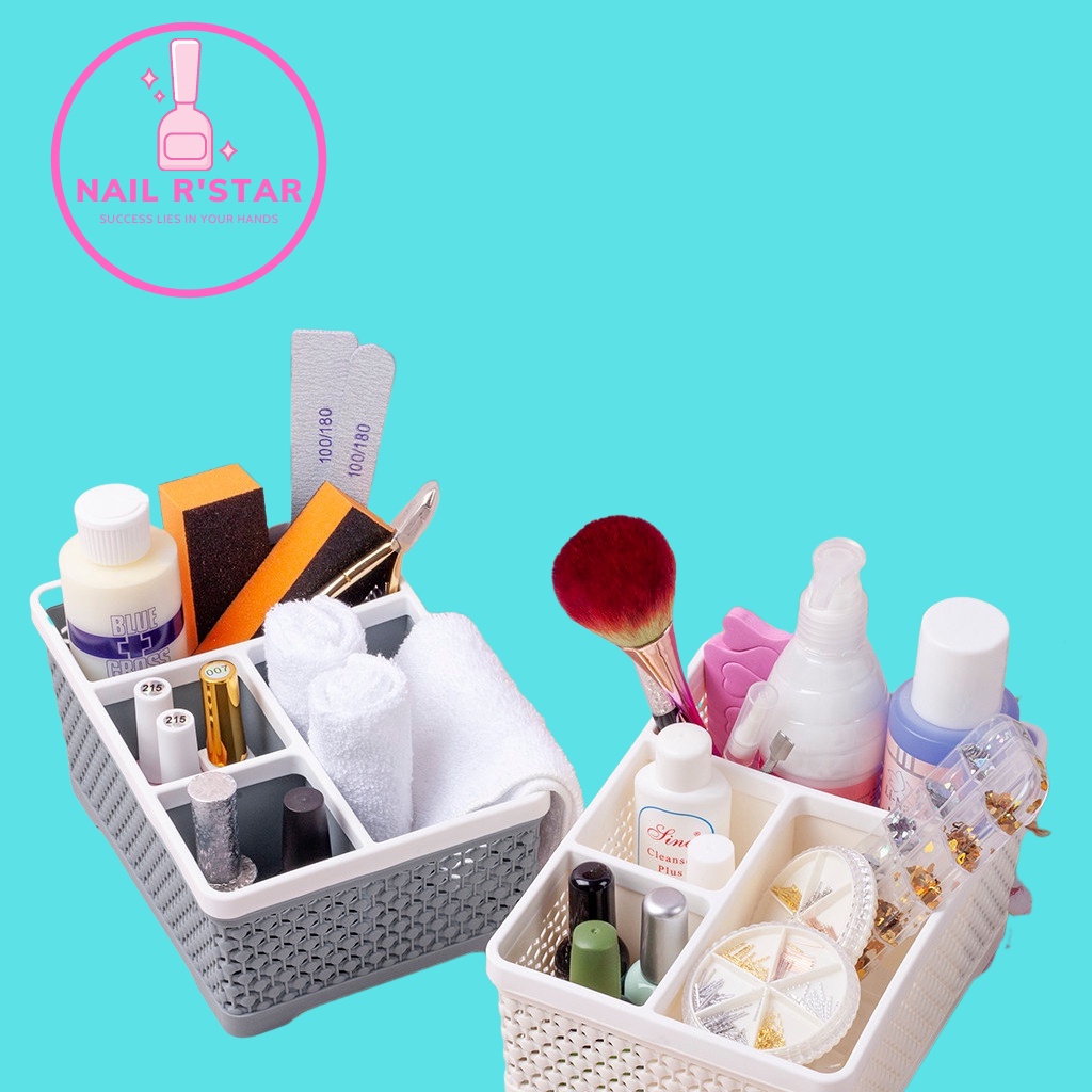 Giỏ nhựa 4 ngăn đa năng - Giỏ nhựa đựng đồ nail, mi 3 màu tiện lợi NAIL R’STAR