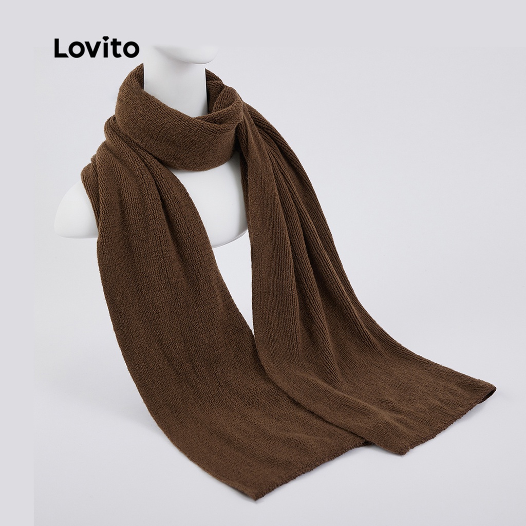 Lovito Khăn quàng cổ ấm trơn giản dị L31LD102 (Nâu)
