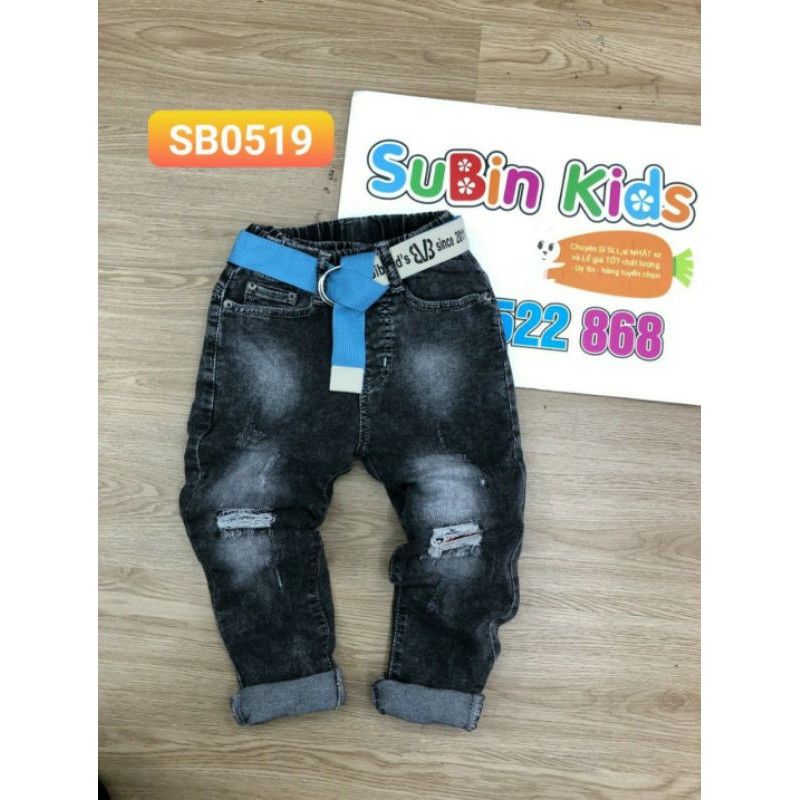 (ảnh thật) Quần bò bé trai SB5019 cho bé 15-28kg quần jeans cho bé khói rách chất chơi (hàng có sẵn)