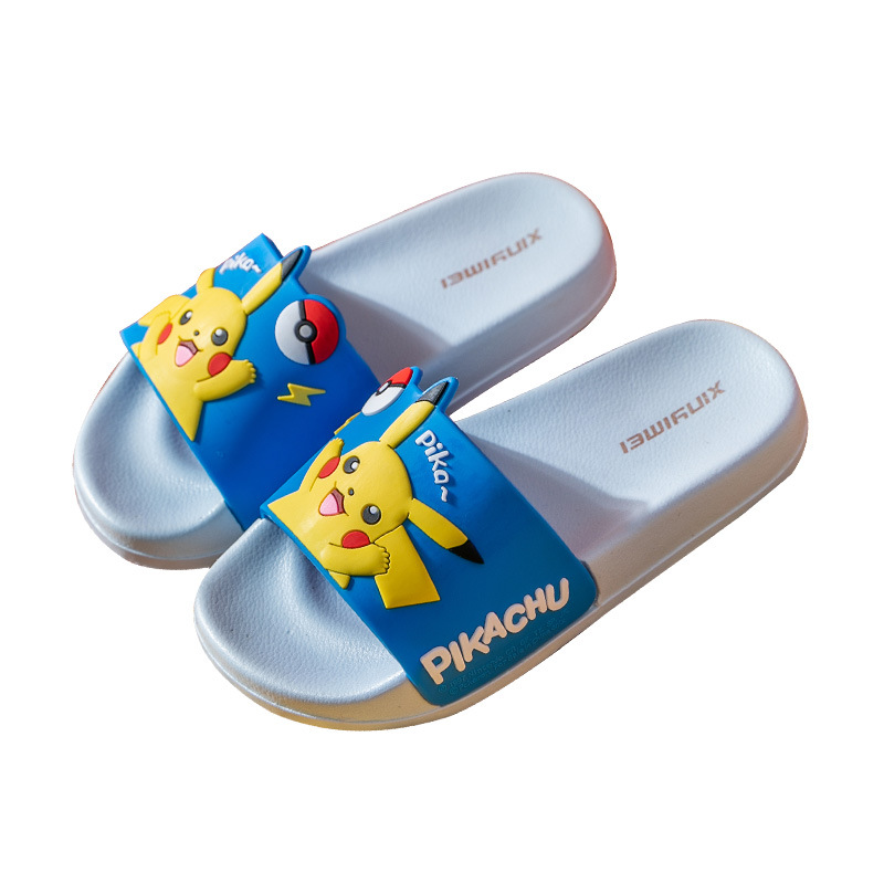 Dép cho bé mang trong nhà bằng PVC mềm chống trượt hình pikachu xinh xắn