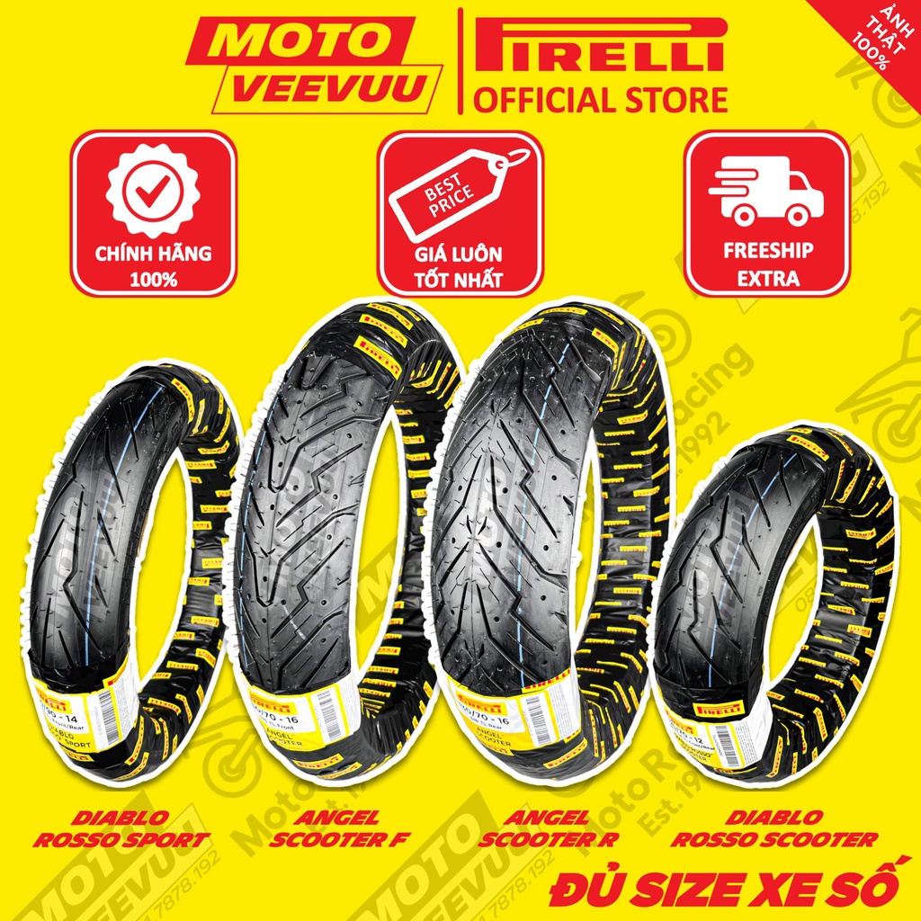 Vỏ lốp xe máy PIRELLI đủ size xe ga Angel Scooter Rosso Sport Scooter  60 70 80 90 100 110 120 130 140 150 10 12 13 14 1