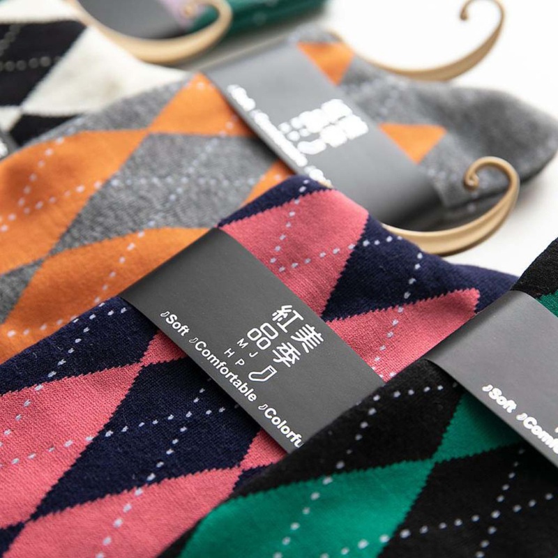 Xiangbao Vớ Cotton Dài Đến Đầu Gối Kẻ Sọc Ca Rô Màu Tương Phản Kiểu Vintage Nhật Bản Cho Nữ Sinh