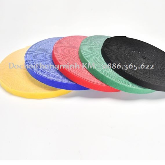 Velcro, dây dán dính đa năng buộc gọn tái sử dụng bản rộng 2cm nhiều màu