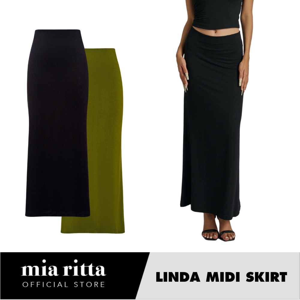Chân váy midi dáng dài thun mềm mịn ôm sát kéo dài chân Mia Ritta chính hãng Linda Midi Skirt V1036