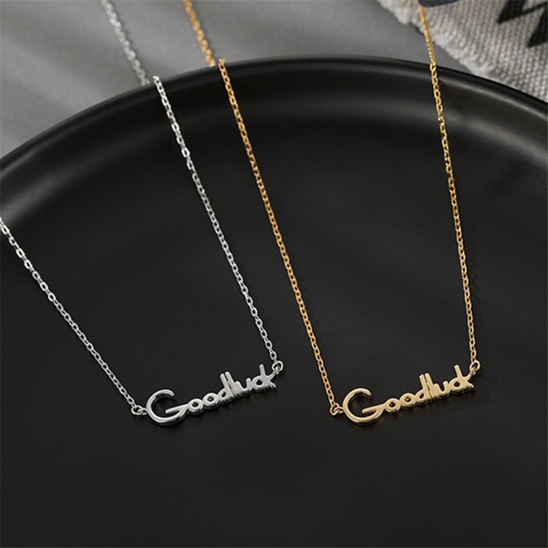 Vòng cổ Mặt Khắc Chữ Goodluck Bằng Đồng