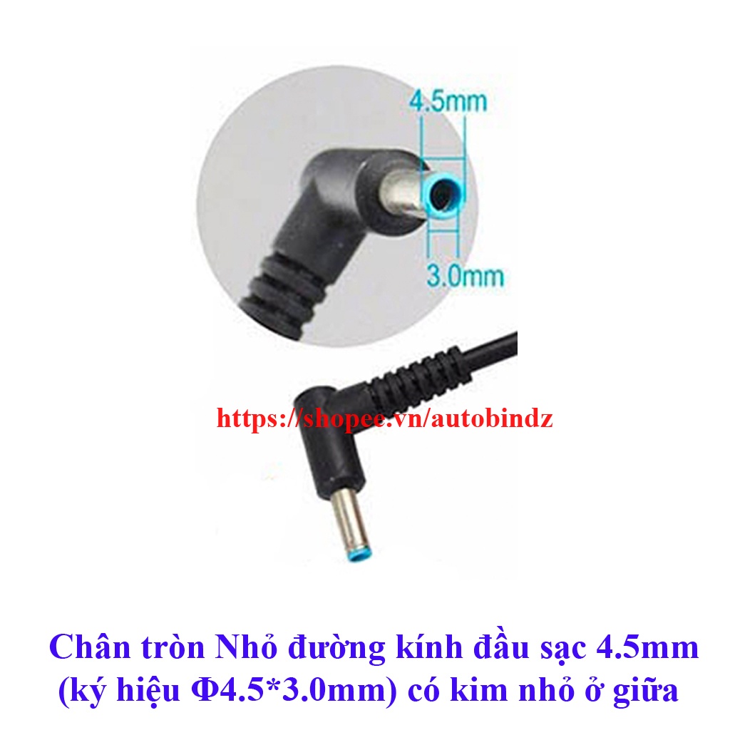 QUA SỬ DỤNG, XỊN  Nguồn Sạc điệp Laptop HP 45w 19.5v 2.31 2,31 1.58 A 1,58 chân kim to zxanh nhỏ Φ4.5 *3.0mm Pavilion