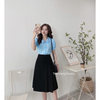 Áo sơ mi công sở cổ xếp cách điệu thời trang Rosara Am109