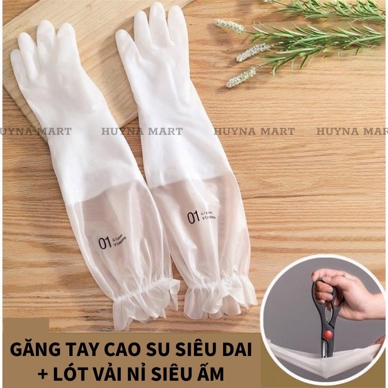 Gang Tay Cao Su  Loại Dài Siêu Dai,Có Dây Chun Chống Tuột,Gang Tay Rửa Bát ,Bảo Vệ Đôi Tay Cảm Giác Thật