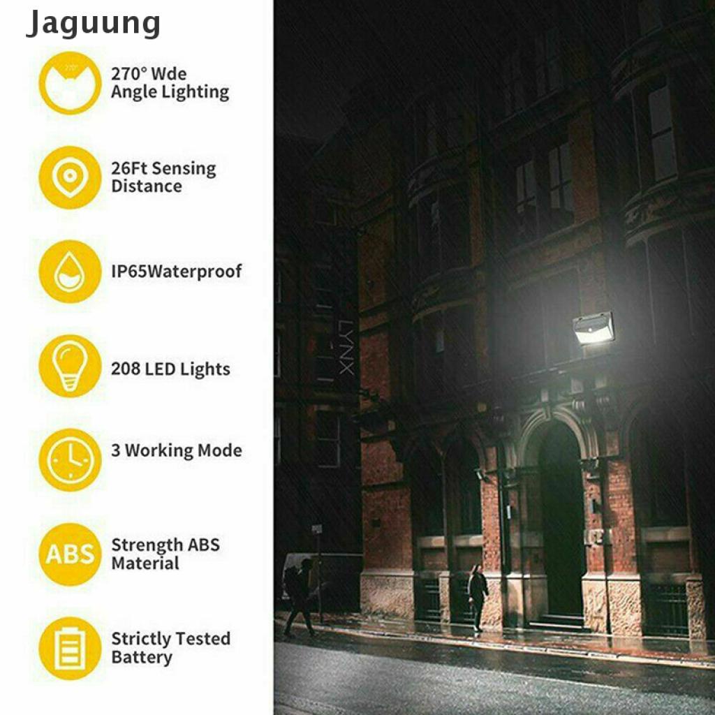 Jaguung 208 LED Waterproof Solar Power PIR Motion Sensor Wall Light Outdoor Garden Lamp VN