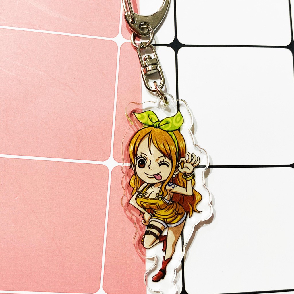 ( Mica trong acrylic ) Móc khóa One Piece Đảo Hải Tặc Miêu tặc Nami quà tặng xinh xắn dễ thương in hình anime chibi