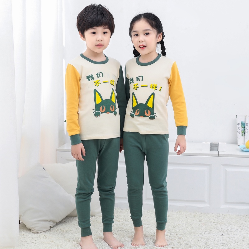 Bộ đồ ngủ 2 món 100% cotton in hình thỏ/mèo dễ thương cho bé