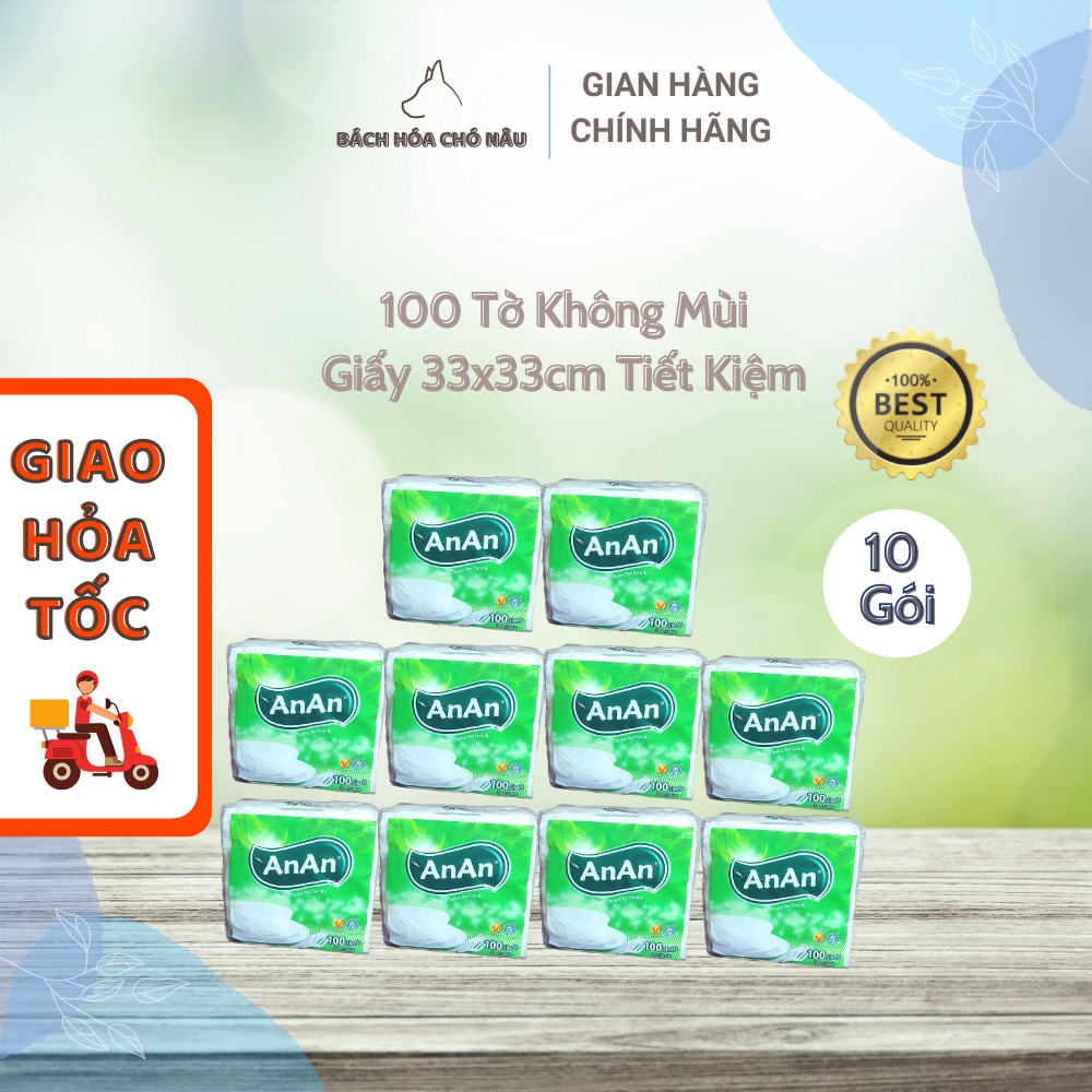 COMBO 10 Giấy Ăn Vuông An An Gói 100 Tờ 33x33cm Không Mùi Siêu Tiết Kiệm [ Hàng Mới Chính Hãng]