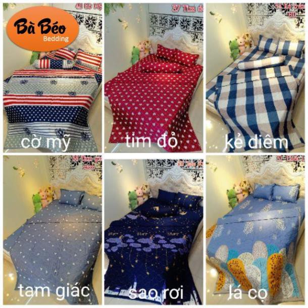 Bộ ga gối chăn hè poly cotton 5 món Drap Giường ,mền hè ,áo gối vỏ gối ôm ( ib shop chọn mẫu Màu)