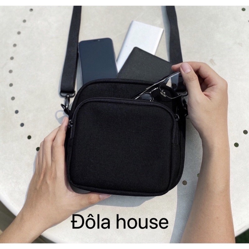 Túi đeo chéo canvas nam nữ mini chống nước, đơn giản đi chơi