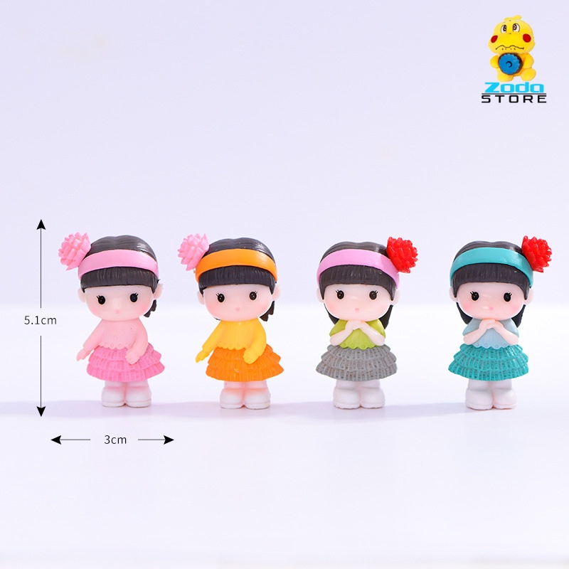 Zoda Cô gái dễ thương cậu bé búp bê mô hình trang trí tiểu cảnh sen đá DiY