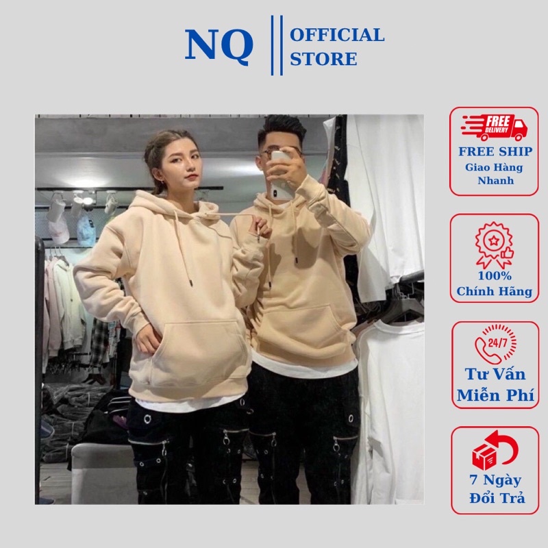 áo khoác hoodie nỉ dày bông mũ 2 lớp có túi from rộng tay bồng Màu Hồng Be . áo đẹp giá xưởng