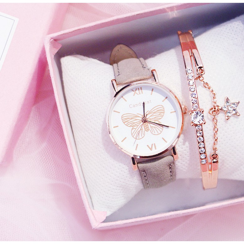 (Ko tặng lắc) Đồng hồ thời trang nữ Candycat C14 dây da lộn CON BƯỚM | BigBuy360 - bigbuy360.vn