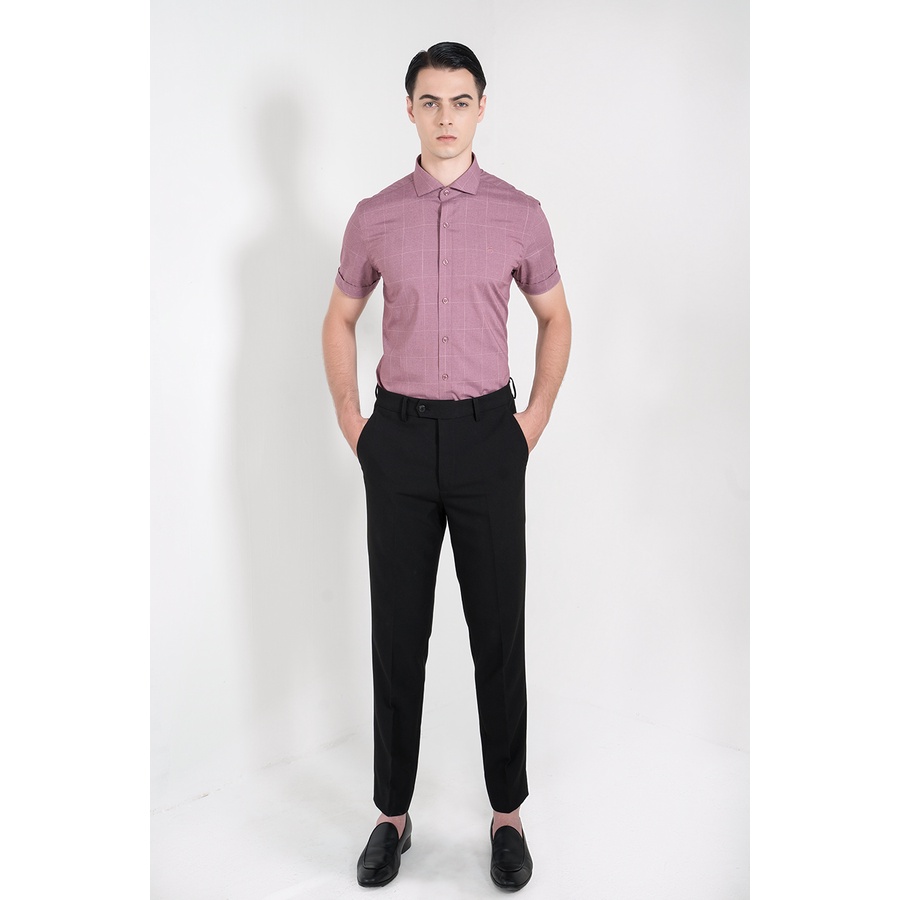 Áo sơ mi nam ngắn tay Biluxury kẻ caro màu hồng trẻ trung form chuẩn thanh lịch dễ kết hợp trang phục 4SMCC002HOG | BigBuy360 - bigbuy360.vn
