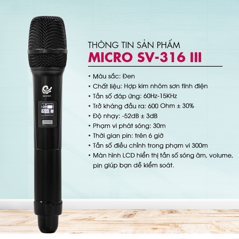 Bộ Micro Không Dây SV-316 | MV01 | W003 | W003A Cao Cấp Hát Karaoke Cực Hay Dùng Cho Loa Kéo, Amply, Tần Số UHF