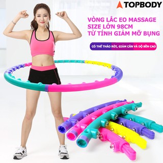 Vòng lắc eo massage Hula Hoop size lớn 98cm hạt từ tính, giảm mỡ bụng TOPBODY-VONGL02