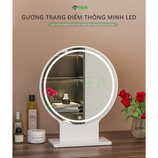 Gương Bàn Trang Điểm IGA Viền Led Mirror Decor Phong Cách Hàn Quốc - GP214