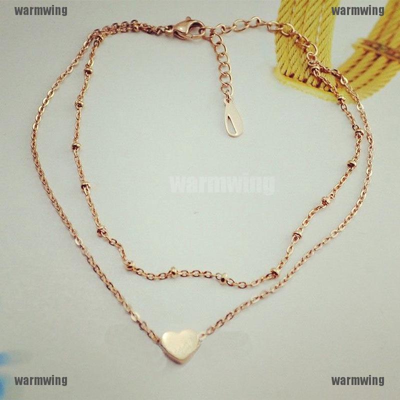 Sexy Gold Tone Love Heart Ankle Bracelet Double Layer Chain Foot Anklet | WebRaoVat - webraovat.net.vn