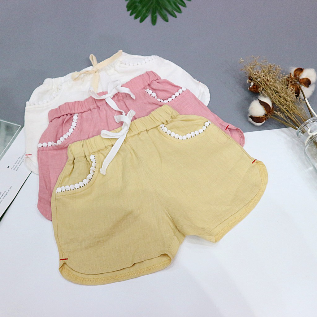 Quần Sort Vải Linen Cao cấp cho Bé Gái (8-25kg)- Royal KIDS