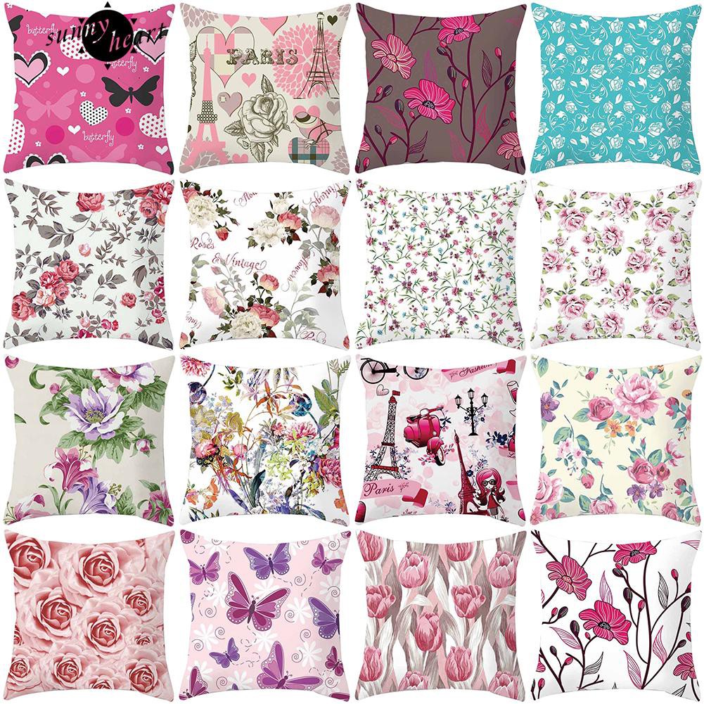 Áo Gối Khổ Vuông 45Cm X 45Cm In Họa Tiết Hoa Hồng Trang Nhã